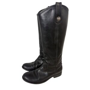 Frye Melissa Women's Size 6.5 B Boots Tall Black Leather Knee-High Riding‎ 77167